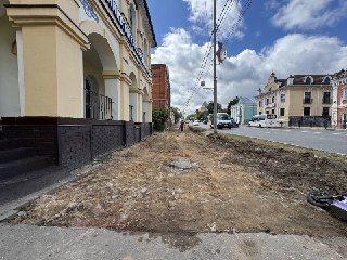 Ремонт тротуара на проспекте Красной Армии в Сергиевом Посаде