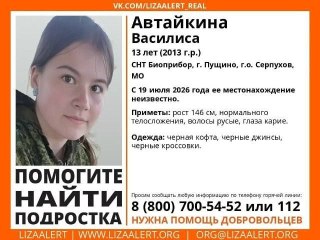 Трогательная история: В Пущино ищут пропавшую 13-летнюю девочку